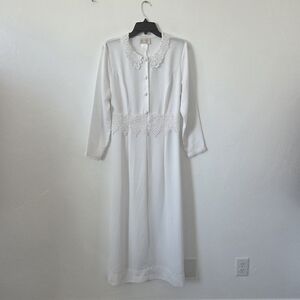 California Dynasty White Maxi Dress Vintage Style Victorian Modest Grandma Small